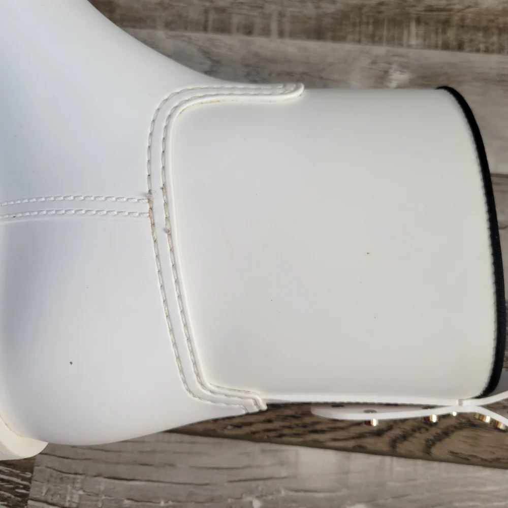 (RED) Valentino Wellington White Rain Boots Size 37